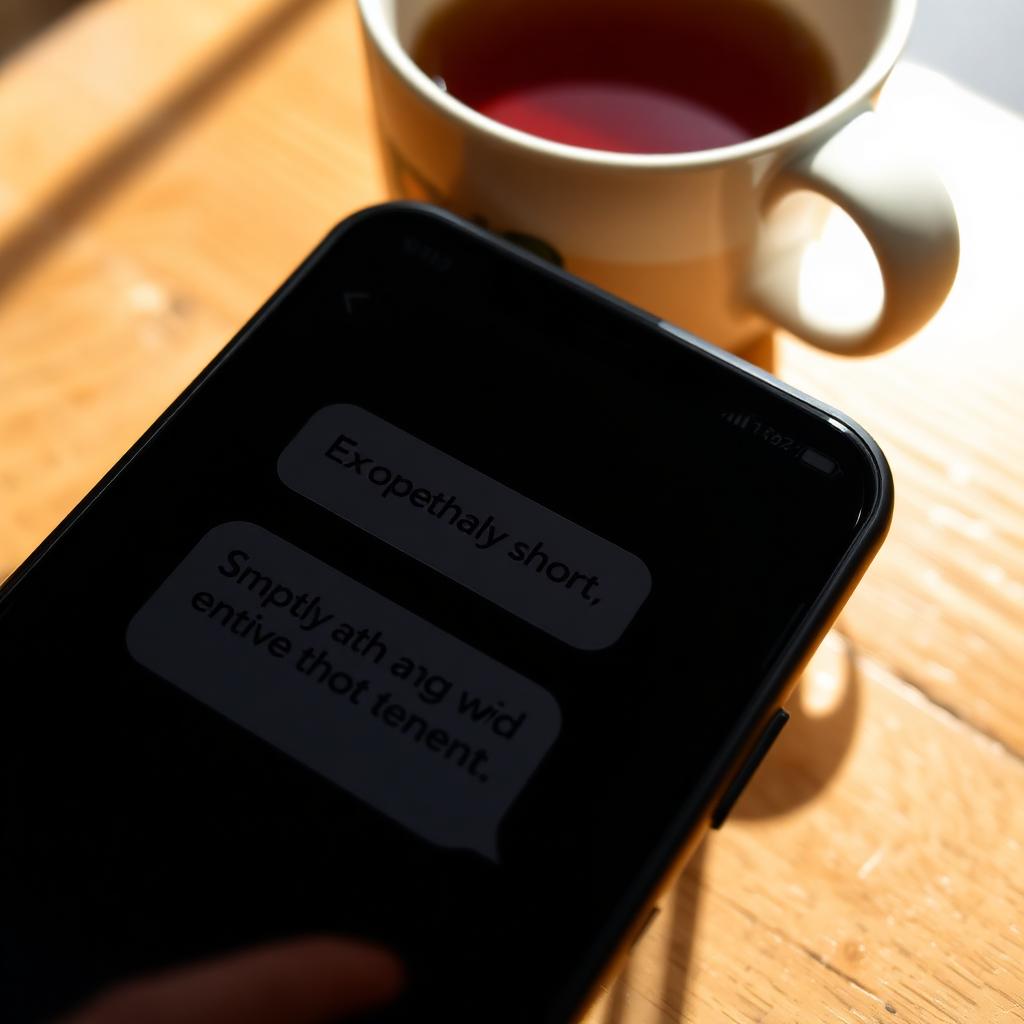 Phone screen showing a simple empathetic text message conversation