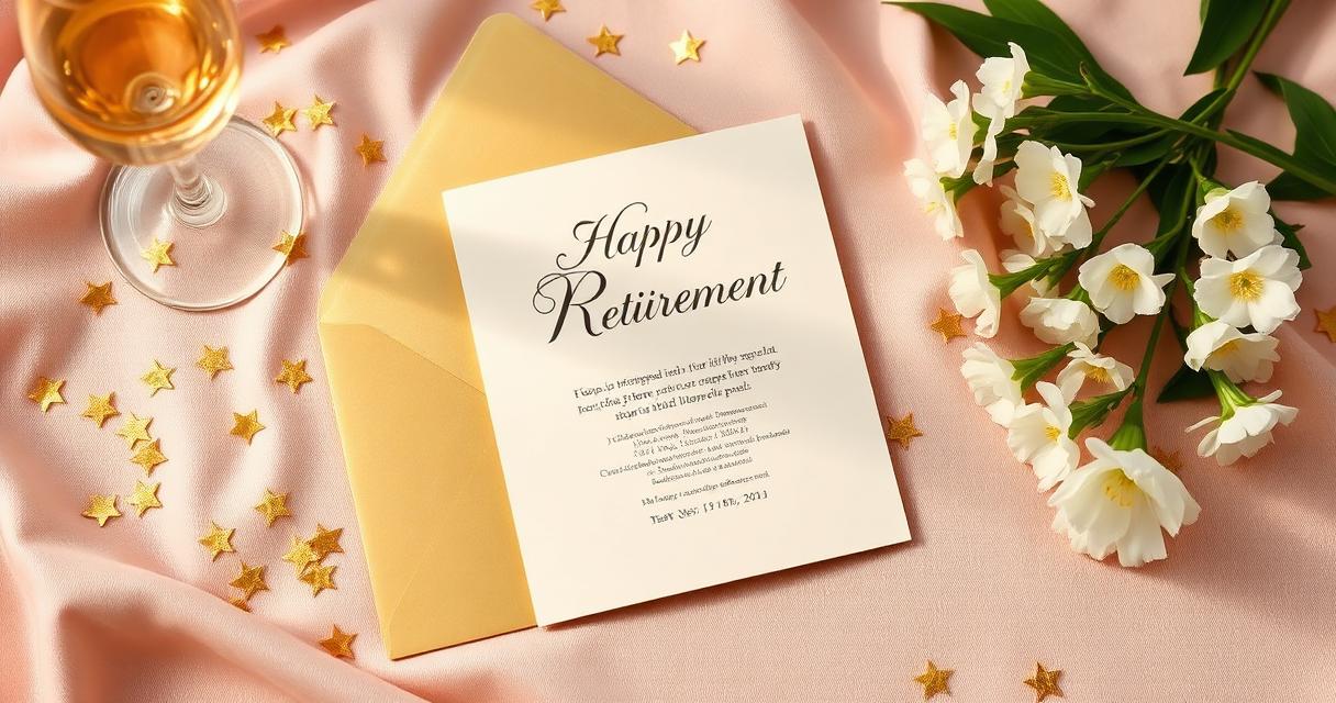A digital retirement party invitation on a tablet with confetti